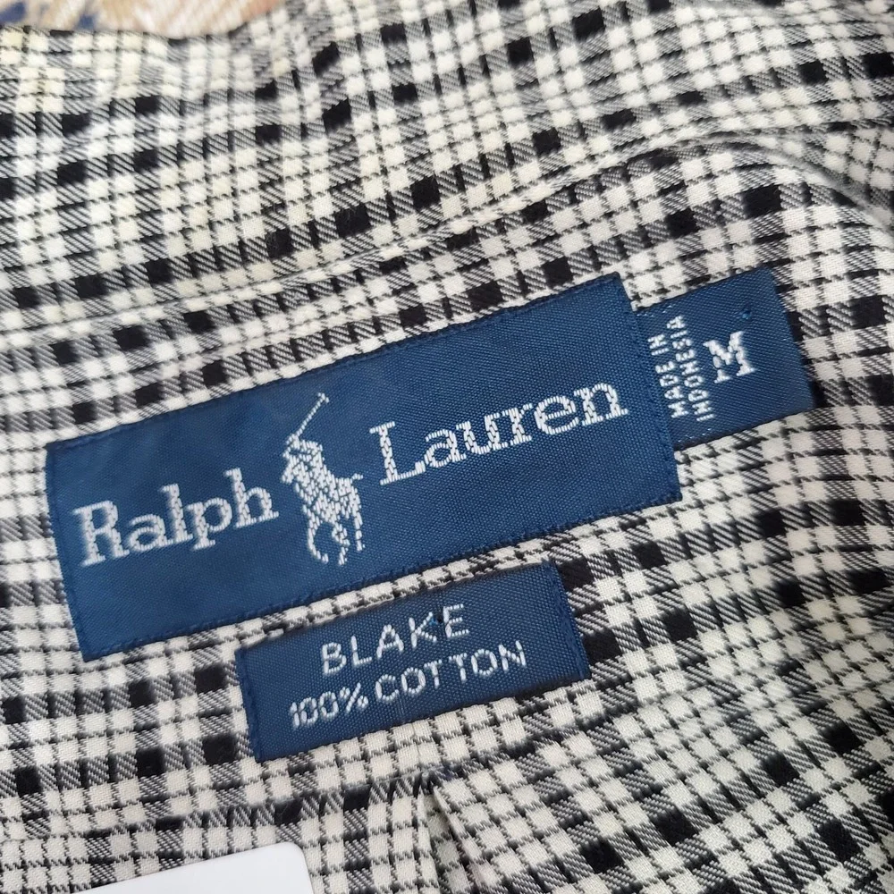 Ralph Lauren Men Button Up Shirt M Beige Plaid Blake Logo Embroidered Pony READ